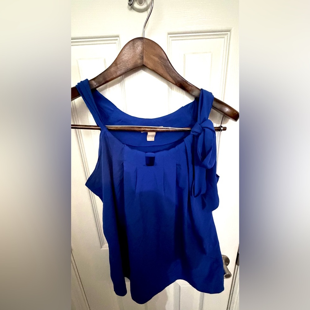 Banana Republic Royal Blue Sleeveless Tank with Shoulder Bow